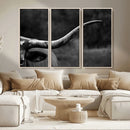 Cow Longhorn Wall Art | Black and White Print | Ready to by MyGreatCanvas | Canvas Wall Art Prints | Photo Prints & Wall Decor