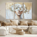Golden Petal Wall Art - Canvas Print Flower Head Woman