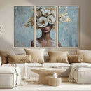 Golden Petal Wall Art - Petal Silhouette Woman Wall Art by MyGreatCanvas | Canvas Wall Art Prints | Photo Prints & Wall Decor