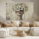 Abstract Floral Women Patel Wall Art Canvas Print