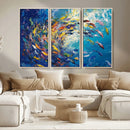 Colorful Swirling Fish School Wall Art Canvas Print |