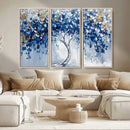 Blue and Gold Abstract Tree Wall Art Canvas Print | Modern