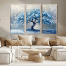 Abstract Blue Tree Art Canvas Print, Majestic Tree Wall Art