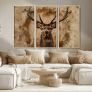 Wood Abstract Deer Wall Art | Rustic Wildlife Canvas Print |