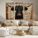 Rustic Texas Artwork Wall Art Canvas Print - Abstract Cow