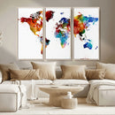 Colorful World Map Canvas Wall Art Print, Contemporary