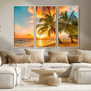 Tropical Sunset Beach Canvas Wall Art Print – Vibrant Palm by MyGreatCanvas | Canvas Wall Art Prints | Photo Prints & Wall Decor