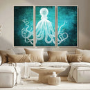 Green Octopus Abstract Wall Art Canvas Print