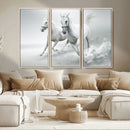 Large Wall Art Canvas Print – Beautiful Running White Horses