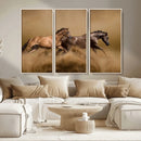 Large Wall Art Canvas Print – Two Running Brown Horses