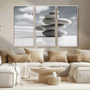 Still Life Black and White Zen Stones Wall Art Canvas,