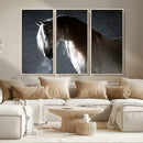 Large Wall Art Cream Colored Horse on Grey Background Canvas