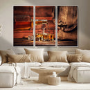 Whiskey and Cigar Canvas Wall Art | 3 Panel Bar Room Decor by MyGreatCanvas | Canvas Wall Art Prints | Photo Prints & Wall Decor