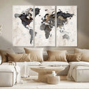 Abstract Map Printing - Modern World Map Canvas Wall Art for
