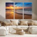 Sunset and Beach at Night Wall Art Canvas Print