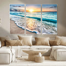 Sunset Beach Waves Canvas Wall Art – 5-Panel Ocean Sunset by MyGreatCanvas | Canvas Wall Art Prints | Photo Prints & Wall Decor