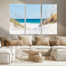 Serene Coastal Dune Path with Ocean View, 3-Panel Beach