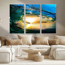 Ocean Wave at Sunset Canvas Art, Large Wall Print of Vibrant