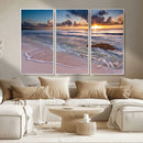 Sea Ocean Sunset Beach Wall Art Canvas Print