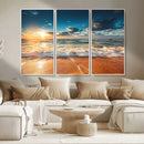 Golden Sunset Beach Triptych Canvas Art, Giclee Coastal Wall by MyGreatCanvas | Canvas Wall Art Prints | Photo Prints & Wall Decor