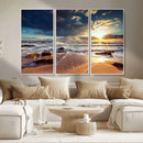 Golden Hour Beach Sunset Canvas Triptych, Ocean Waves and by MyGreatCanvas | Canvas Wall Art Prints | Photo Prints & Wall Decor