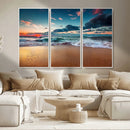 Sunset Ocean Beach Wall Art – Giclee Canvas Print, Coastal