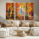 Autumn Red Forest Triptych Canvas Wall Art Print, Forest by MyGreatCanvas | Canvas Wall Art Prints | Photo Prints & Wall Decor