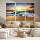 Golden Sunset Ocean Waves Wall Art Canvas Print – Multi