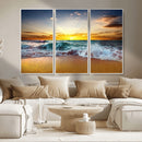 Golden Sunset Ocean Waves Wall Art Canvas Print – Multi