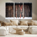 Vintage Ski Gear Canvas Print, Vintage Ski Gear Against