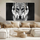 Black and White Wild Wolf Wall Art Canvas Print