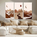 Boho Wall Art Canvas Print Set Mid-Century Prints Bohemian