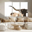 Texas Longhorn Wall Art Canvas Print | 3-Panel Large