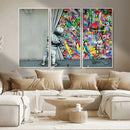 Banksy Colorful Street Graffiti Canvas Wall Art Print, by MyGreatCanvas | Canvas Wall Art Prints | Photo Prints & Wall Decor