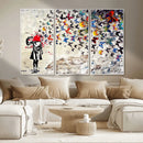 Banksy Art Butterfly Girl Explosion Canvas Art – Vibrant