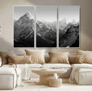 Everest Himalaya Mountain Peaks Black & White Triptych