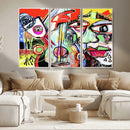 Picasso Style Art Abstract Canvas Wall Art Print , Colorful