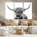 Grayscale Scottish Highland Cow Cattle Art Print Farmhouse by MyGreatCanvas | Canvas Wall Art Prints | Photo Prints & Wall Decor