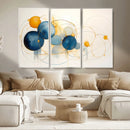 Geometric Blue Orange Abstract Wall Art Canvas, Geometric