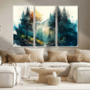 Watercolor Trees Forest Abstract Wall Art Canvas Print,