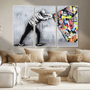 Banksy Art Behind the Curtain Street Wall Art Canvas Print |