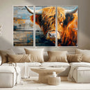 Highland Cow Abstract Canvas Wall Art – Bold Farmhouse