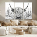 Rustic Charm | Cow Longhorn Black White Bighorn Wall Art by MyGreatCanvas | Canvas Wall Art Prints | Photo Prints & Wall Decor