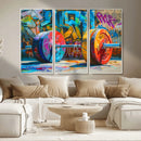Fitness Gym Barbell Graffiti Wall Art Canvas Print