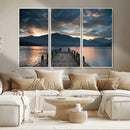 Mountain Lake Wood Pier Canvas Wall Art Nature Lake Print