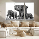 Black White Elephant Family Wall Art Canvas Print by MyGreatCanvas | Canvas Wall Art Prints | Photo Prints & Wall Decor