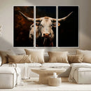 Texas Longhorn Wall Art | 3-Panel Large Texas Longhorn by MyGreatCanvas | Canvas Wall Art Prints | Photo Prints & Wall Decor