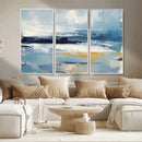 Abstract Ocean Canvas Wall Art - Coastal Blue and Gold