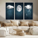 3 Piece Indigo Cloud Wall Art, Thunderstorm Moon Cloud by MyGreatCanvas | Canvas Wall Art Prints | Photo Prints & Wall Decor