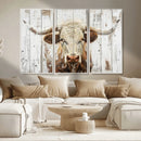 Rustic Longhorn Bull Wall Art Canvas Set – Western-Inspired